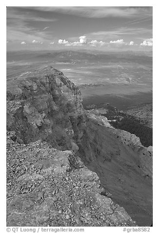 Cliffs beneath Mt Washington and Spring Valley, morning. Great Basin National Park (black and white)