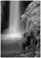 Rock and Mooney Falls, Havasu Canyon. Grand Canyon National Park, Arizona, USA. (black and white)