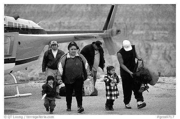 Havasu Indians commute by helicopter to roadless village in Havasu Canyon. Grand Canyon National Park, Arizona, USA.