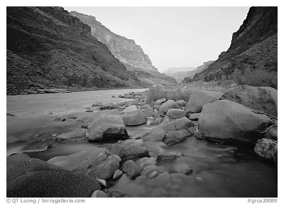 Colorado River at Tapeats Creek, dawn. Grand Canyon National Park (black and white)