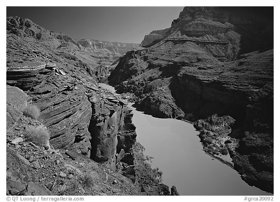 Colorado River at Granite Gorge Narrows. Grand Canyon National Park (black and white)