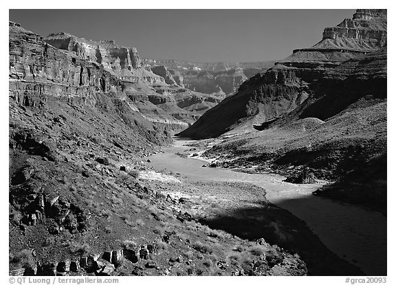 Colorado River in autumn. Grand Canyon National Park (black and white)