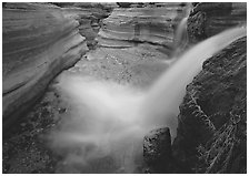 Cascade of Deer Creek. Grand Canyon National Park, Arizona, USA. (black and white)