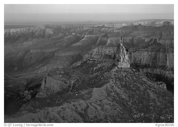 Mount Hayden from Point Imperial, sunset. Grand Canyon National Park (black and white)