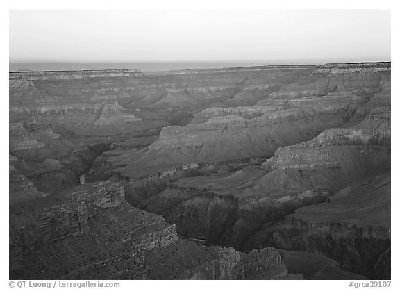 View from Point Sublime, sunset. Grand Canyon National Park (black and white)