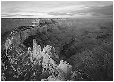 View of Wotans Throne from Cape Royal at sunrise. Grand Canyon  National Park ( black and white)