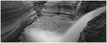 Deer Creek cascading into gorge. Grand Canyon National Park (Panoramic black and white)