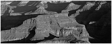 Canyon buttes. Grand Canyon  National Park (Panoramic black and white)