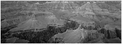 Buttes and Granite Gorge. Grand Canyon National Park (Panoramic black and white)