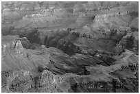 Colorado river gorge and buttes at dawn. Grand Canyon National Park ( black and white)