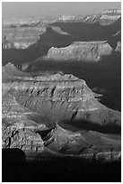 Ridges at sunrise, Moran Point. Grand Canyon National Park ( black and white)