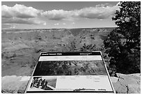 Iinterpretive sign, Mather Point. Grand Canyon National Park ( black and white)