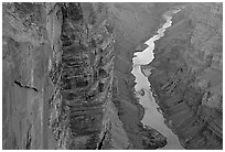 Colorado River and Cliffs at Toroweap, late afternoon. Grand Canyon National Park ( black and white)