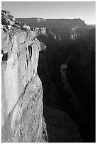 Vertical cliff and Colorado River at Toroweap. Grand Canyon National Park ( black and white)
