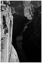 Colorado River and Cliffs at Toroweap, early morning. Grand Canyon National Park ( black and white)