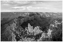 Wotan's Throne seen from Cape Royal, early morning. Grand Canyon National Park, Arizona, USA. (black and white)