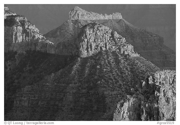 Towers seen from Point Sublime, sunset. Grand Canyon National Park (black and white)