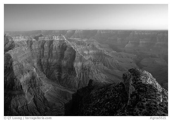 View from Point Sublime, dusk. Grand Canyon National Park (black and white)