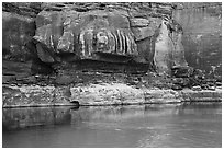 Redwall limestone and green waters, Colorado River. Grand Canyon National Park ( black and white)