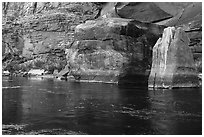 Red rocks and reflections in Colorado River. Grand Canyon National Park ( black and white)