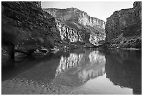 Colorado River in Marble Canyon, early morning. Grand Canyon National Park ( black and white)