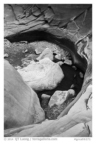 Pool and rocks, North Canyon. Grand Canyon National Park (black and white)