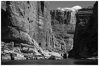 Huge Redwall limestone canyon walls in Marble Canyon. Grand Canyon National Park ( black and white)