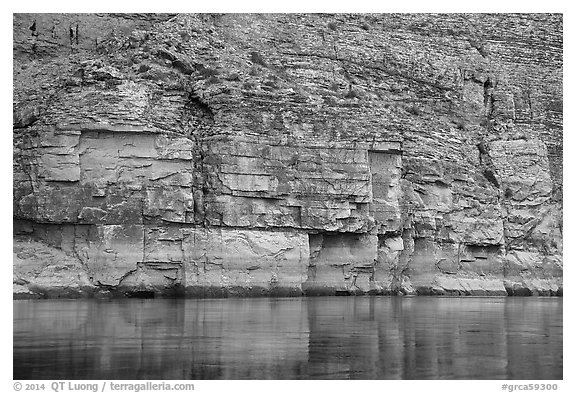 Geometric cliffs and reflections, Marble Canyon. Grand Canyon National Park (black and white)
