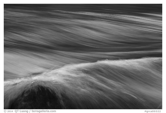 Fast moving water in rapids. Grand Canyon National Park (black and white)