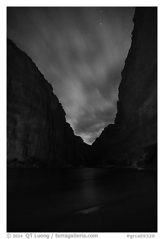 Marble Canyon at night. Grand Canyon National Park (black and white)