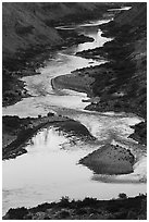 Reflections on the meanders of the Colorado River, Nankoweap. Grand Canyon National Park ( black and white)
