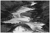 Cliffs reflected on the meanders of the Colorado River, Nankoweap. Grand Canyon National Park ( black and white)