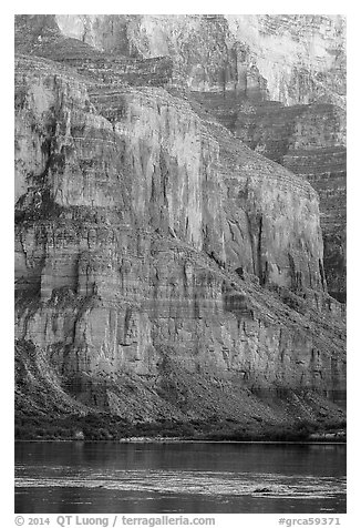 Cliffs above the Colorado River, Marble Canyon. Grand Canyon National Park (black and white)