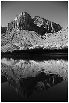 Buttes and reflections in Colorado River. Grand Canyon National Park ( black and white)