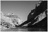 Cliffs, shadows, blue water and sky, Marble Canyon. Grand Canyon National Park ( black and white)
