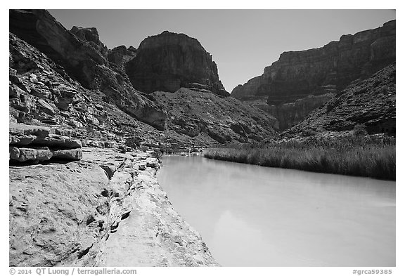 Turquoise Little Colorodo River in Little Colorado Canyon. Grand Canyon National Park (black and white)