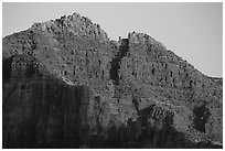 Last light illuminates distant cliffs. Grand Canyon National Park ( black and white)