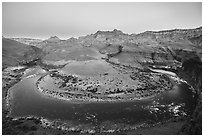 Colorado River bend at Unkar Rapids, dawn. Grand Canyon National Park ( black and white)