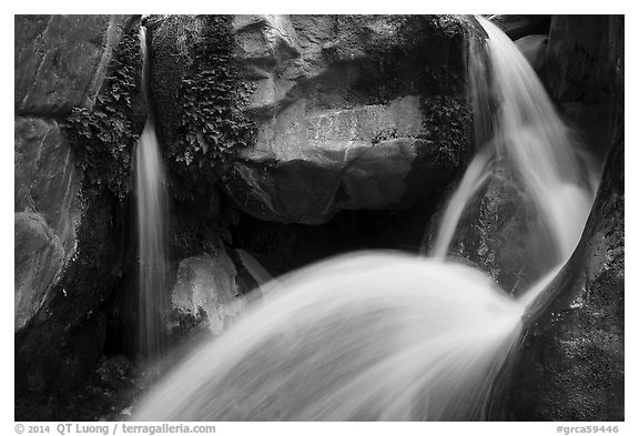 Double spouted waterfall, Clear Creek. Grand Canyon National Park (black and white)
