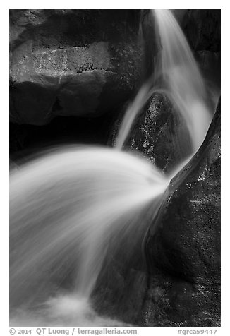 Clear Creek Falls detail. Grand Canyon National Park (black and white)