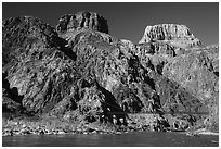 Kaibab Suspension Bridge on the Colorado River. Grand Canyon National Park ( black and white)