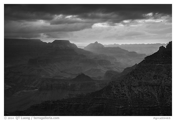 Stormy sunrise. Grand Canyon National Park (black and white)