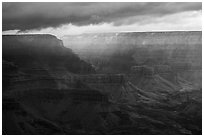 Clouds over distant rim. Grand Canyon National Park ( black and white)