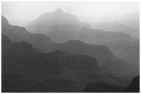 Canyon ridges and weather. Grand Canyon National Park ( black and white)