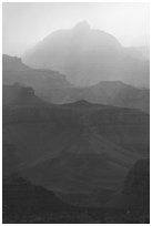 Backlit canyon ridges. Grand Canyon National Park ( black and white)