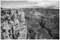 Tourists on Mather Point. Grand Canyon National Park ( black and white)
