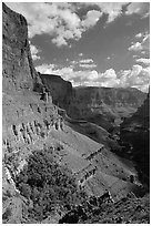 Red wall, Thunder Spring and Tapeats Creek, morning. Grand Canyon National Park ( black and white)