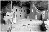 Spruce Tree house, ancestral pueblan ruin. Mesa Verde National Park ( black and white)