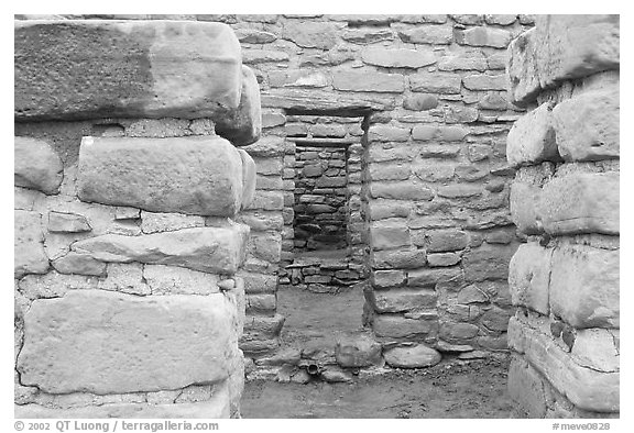 Doorways in Far View House. Mesa Verde National Park (black and white)