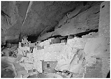 Cliff Palace Anasazi dwelling. Mesa Verde National Park, Colorado, USA. (black and white)